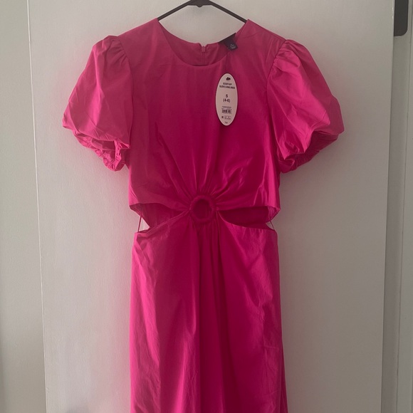 Scoop Women's Cut Out Midi Dress with Puff Sleeves, w/Pockets. Sizes S (4-6) - Picture 7 of 7